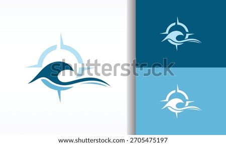 Ocean Wave and Compass Rose Navigation Logo
