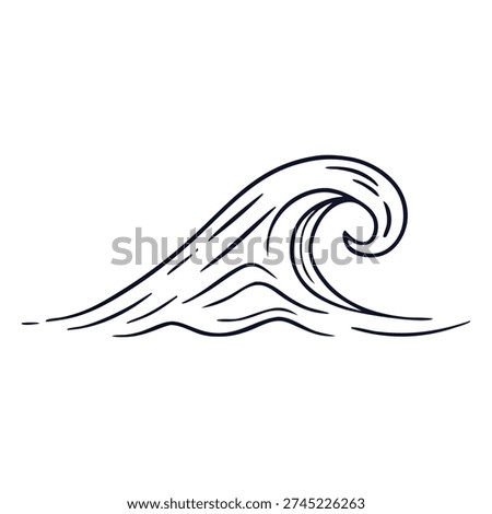 Ocean wave continuous single line drawing vector illustration