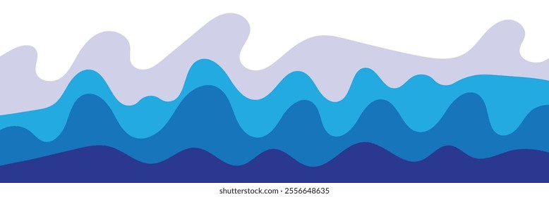 Ocean wave curve line vector background. Abstract ocean splashing waves. Luxury design with underwater plants and watercolor splash. Template design for text, packaging and prints.