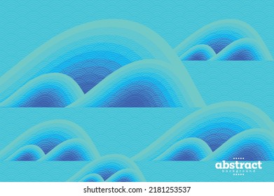 Ocean Wave Curve With Striped In Gradient Ocean Blue Tropical Marine Theme For Infographic Brochure Template Website Advertisement Banner Technology Package Presentation Label Design Vector Eps.