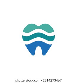 Plantilla de logotipo de vector dental de onda oceánica