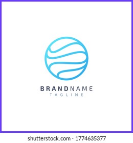 Ocean wave design in a circle. Simple and modern