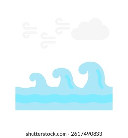 Ocean Wave flat color, mini illustration icon, related to relaxation, spa, wellness and more. Vector EPS 10 for modern concept, print, UI, UX kit, web and app development