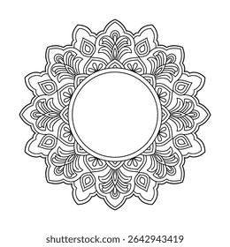 Ocean Wave Flower Mandala coloring book page