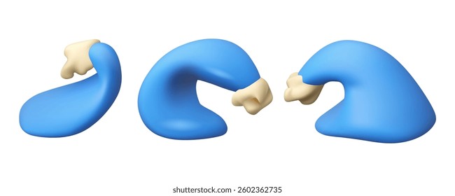Ocean wave with foam vector 3d icon set. Sea, river or lake cartoon plasticine abstract illustration. Surfing concept. Simple water drip shape collection, plastic render style