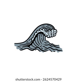 ocean wave hand drawing illustration