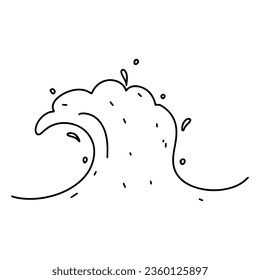 Ola oceánica. Estilo de doodle dibujado a mano. Ilustración vectorial aislada en blanco. Colorido de la página.