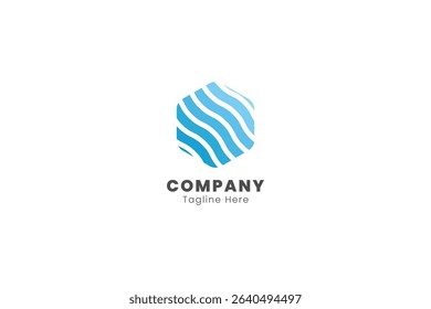 Ocean Wave hexagon Logo Vector, Ocean simple and modern logo design