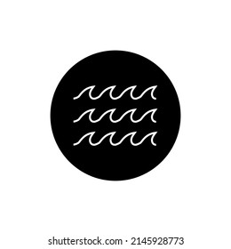Ocean wave icon in black round