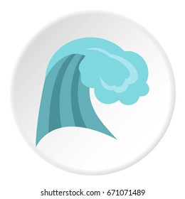 Ocean wave icon in flat circle isolated vector illustration for web