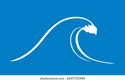 Ocean Wave Symbol Seitenansicht in weißer Silhouette auf blauem Hintergrund, Vektorgrafik einzeln, eps