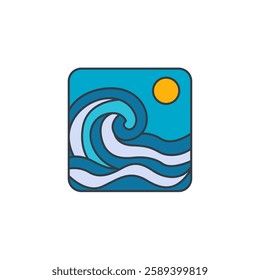 Ocean Wave icon symbol vector illustration isolated on white background