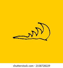 Ocean wave icon vector illustration, isolated on a yellow background, frequently used in mobile, freehand drawing style.