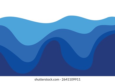 Ocean Wave Illustration, Blue Waves with Foam and Spray. Ocean wave, water, blue, sea. Abstract colorful Wave Template. Curves and the waves of the sea vector flat design style
