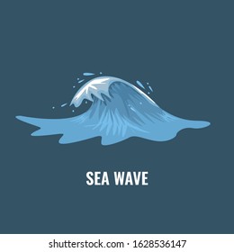 Ocean wave illustration with cartoon style. Flat and solid color Vector illustration