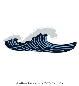 Ilustración de la onda del océano en estilo dibujado a mano para los temas del mar. Perfecto para la marca de surf, carteles costeros, ropa y diseños de playa.