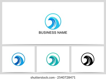 Ocean Wave Inside Circle Logo Design