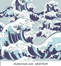Ocean wave japanese traditional pattern.