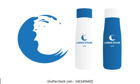 ocean wave, label and bottles. vector 