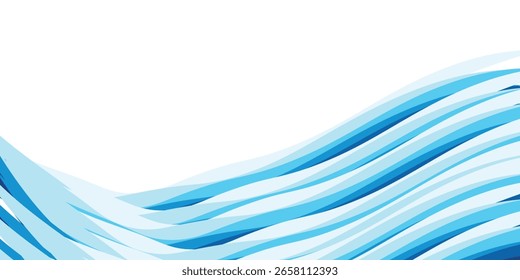 Capas de la onda del océano y fondo abstracto costero del paisaje, Ilustración vectorial
