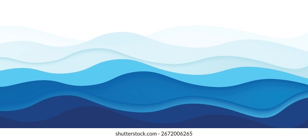 Ocean wave layers and coastal abstract landscape background, Vector illustration