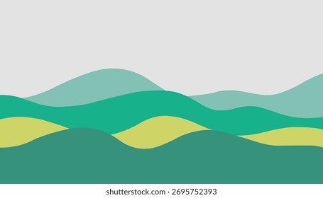 Camadas de ondas oceânicas, fundo abstrato mínimo, conceito de ilustração de design vetorial com combinação de cores macias