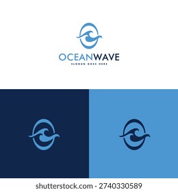 ocean wave with letter O logo design vector illustration 