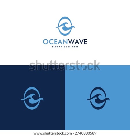 ocean wave with letter O logo design vector illustration 