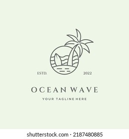 ocean wave line art minimalist vector design logo icon