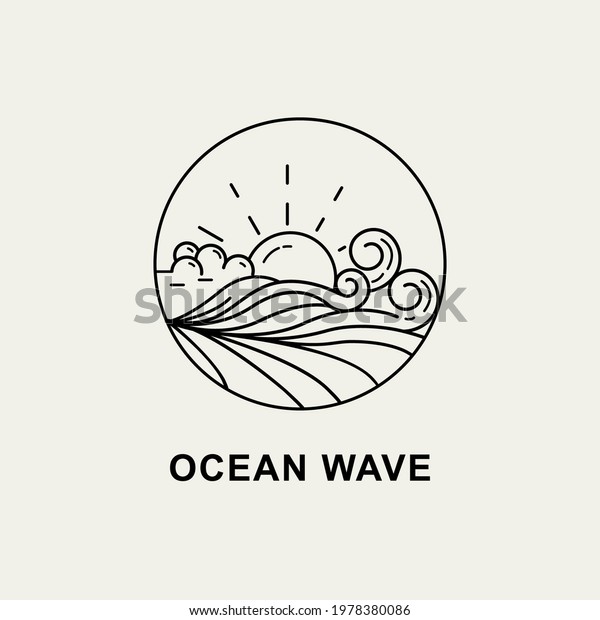 Ocean Wave Line Art Summer Design Stock Vector (Royalty Free ...