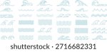 Ocean Wave Line Art Vector Set – Water Waves, Sea Lines, and Surf Elements