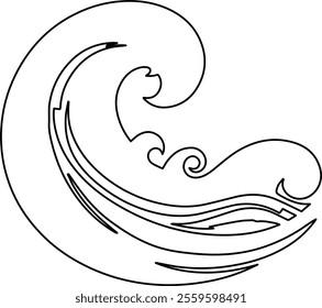 Ocean Wave Line Art Vector Illustration Design – Minimalist, Elegant, and Modern Artwork for Coastal Themes.