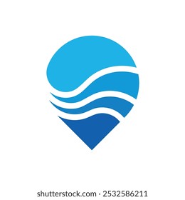 ocean wave location logo design