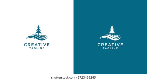 Ozeanwellen-Logo auf einem Kreis. Minimalistisches und einfaches Vektordesign.