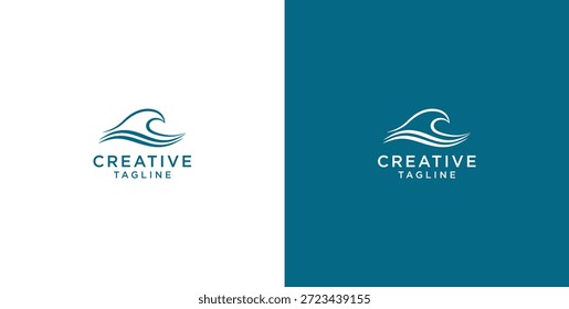 Logotipo de la onda del océano en un círculo. Diseño de Vector minimalista y sencillo.