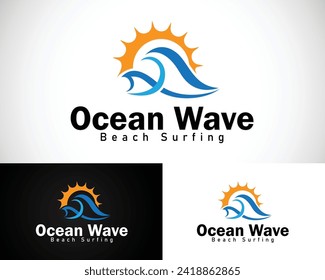 ocean wave logo creative sun design concept beach
