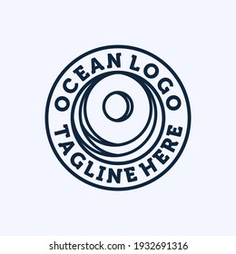 Ocean Wave Logo Design. Exclusive Ocean Logo Icon or Symbol. Creative and Minimalist Wave Logo Template with modern Ocean Line Art Template Design. Sun and Sea Wave Logo Inspiration Concept