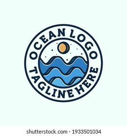 Diseño del logotipo de la ola oceánica. Logo exclusivo, icono de símbolo oceánico. Plantilla de logotipo de onda creativa y minimalista. Diseño moderno de plantillas de estilo Art Ocean, Water o Wave. Inspiración de concepto con el logotipo de Sol y Mar