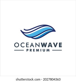 Ocean wave logo design icon vector