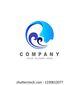 ocean wave logo design inspiration, circle and ocean