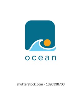 Ocean wave logo design symbol vector template
