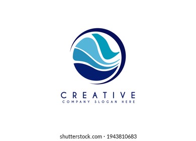 Designelement für das Ocean Wave Logo. Ocean Wave Icon. geeignet für Ferien- und Reiselogos einzeln auf weißem Hintergrund