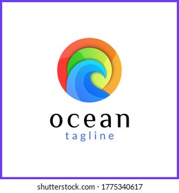 Ocean wave logo design with various colors