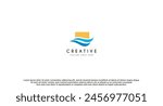 Ocean wave logo design vector illustration.