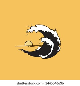 Ocean wave, logo design, vector illustration