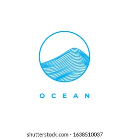 Ocean wave logo design vector template