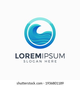 ocean wave logo design vector illustration