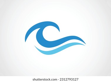 Diseño del logotipo de la ola oceánica, plantilla de diseño del vector