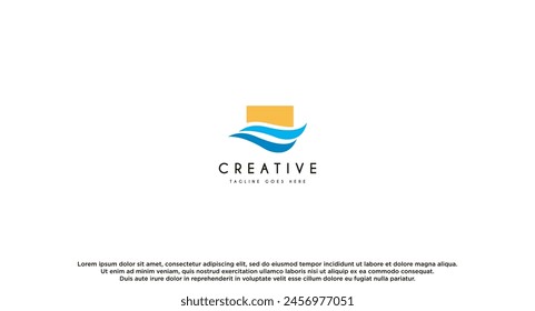 Ocean wave logo design vector illustration.
