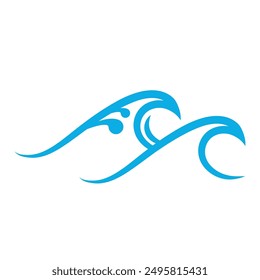 Clipart plano de la Ilustración vectorial del icono del logotipo de la onda del océano aislado en el fondo blanco